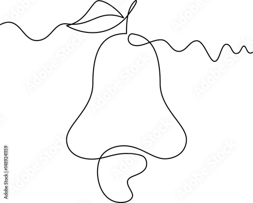 one line art Cashew vector illustration. line art, one continuous line, simple, hand drawn and sketch style. for icons, symbols, signs or logos. PNG