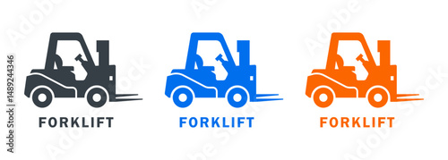 Forklift solid icon set  isolated on white background