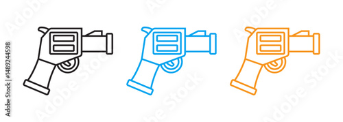 Gun line icon set isolated on white bcakground