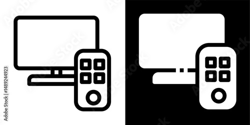 TV with Remote Control Icon - Television, Media Control