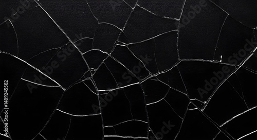 Cracked Black Surface Close Up with High-Quality Detail