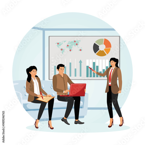 Project implementation concept. Group of colleagues working on the development of a new project.