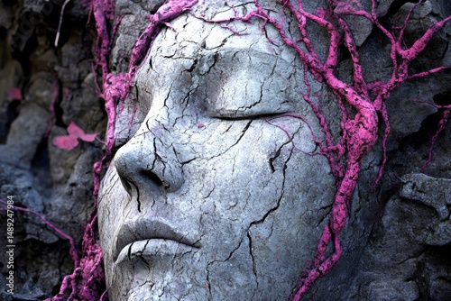 Midnight horror. Subconscious horror. Metaphorical suffocating feelings of fear and despair. Suffocating - nightmares, bad dreams: abstract image of health condition. Distorted reality.