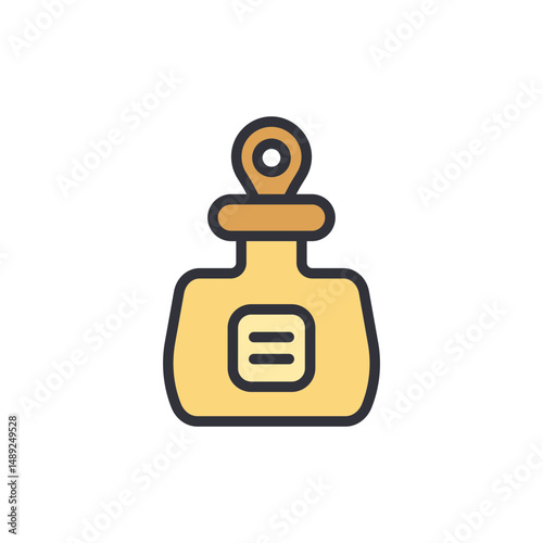 Potion Bottle Icon With Geometric Design On Transparent Background