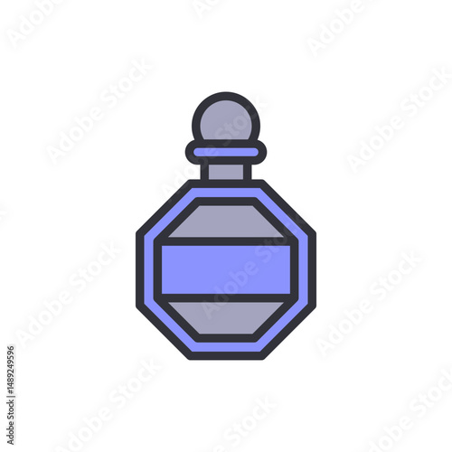 Elegant Perfume Bottle Icon With Soft Blue Tones On Transparent Canvas