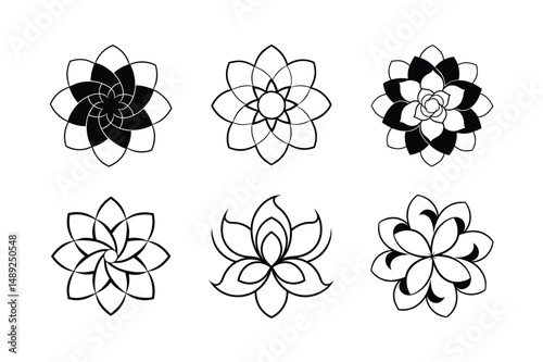 Elegant Art Deco Flower Vector Icon