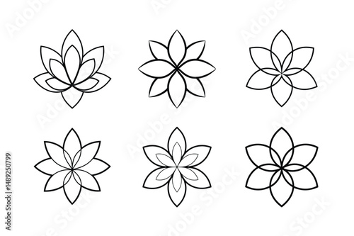 Elegant Floral Line Art Vector
