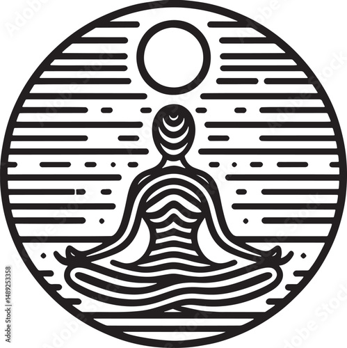 Light Yoga in the Lotus position. Monochrome vector illustration..eps
