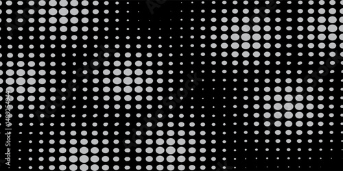 Grunge halftone gradient background. Faded grit noise texture. White and black sand wallpaper. Retro pixelated backdrop. Anime or manga style comic overlay. Vector