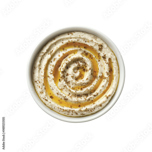 Creamy Hummus with Olive Oil Drizzle and Spices