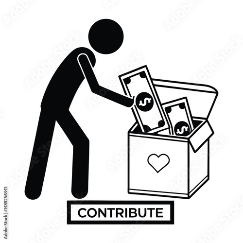 Contribute vector icon illustration. give icon, give money.