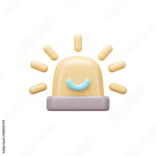 Whimsical cartoon light with a cheerful smile and playful rays radiating