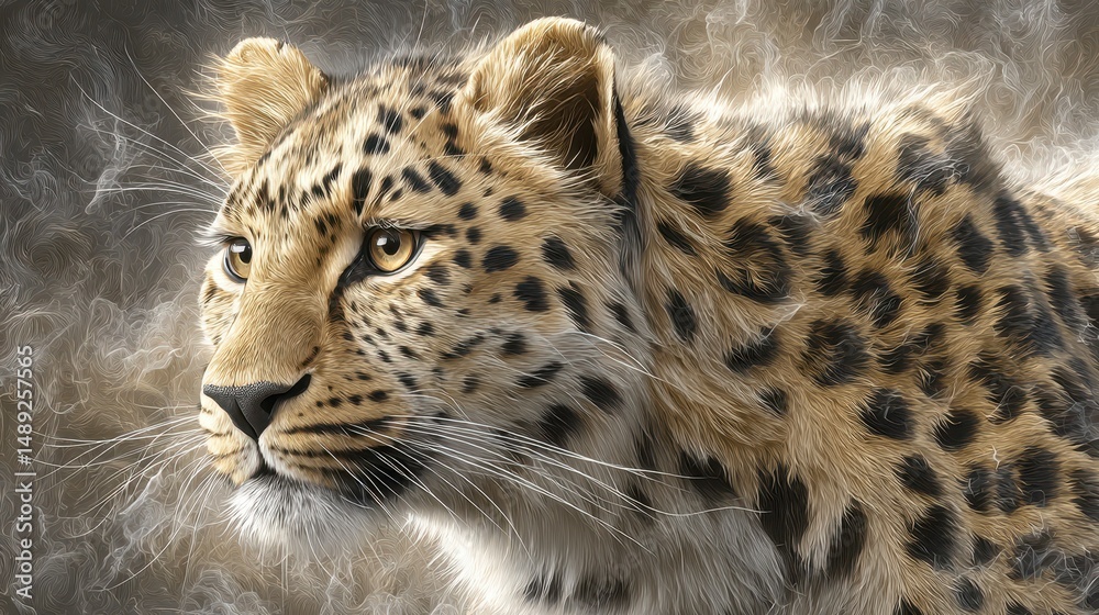 Obraz premium Majestic Leopard Portrait Wildlife Animal Big Cat Fur Closeup Nature Photography P