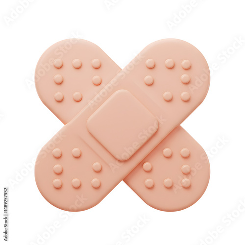 Adhesive bandages with a soft pastel pink hue arranged in a creative cross formation for wound protection