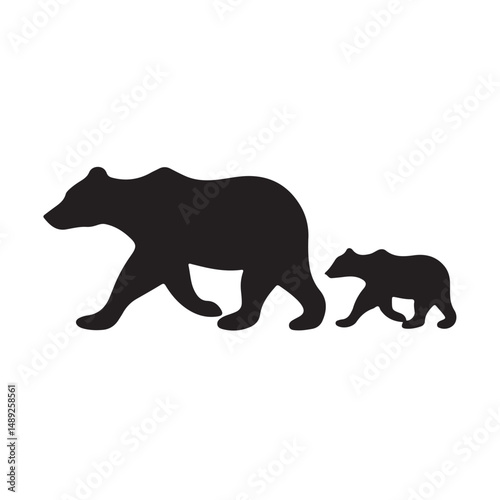 This is a vector illustration of a wild bear silhouette, a mammal icon