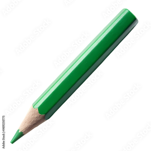 Green Colored Pencil Art Supplies  Drawing Tools isolated on transparent background
