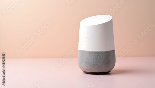 White google home device on a pink background speaker