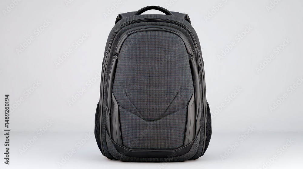 Fototapeta premium Sleek Black Backpack Modern Professional Travel Bag