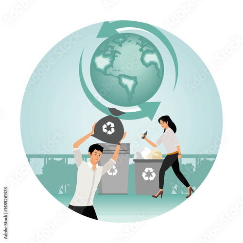 Recycling Efforts for a Sustainable Environment concept.