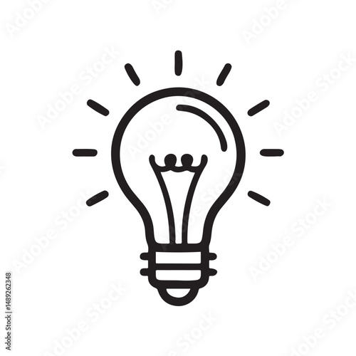 This vector light bulb icon represents a bright idea and innovation as an electric power symbol