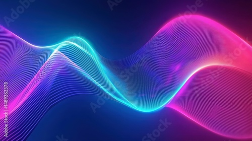 Wallpaper Mural Dynamic, neon-hued wave patterns intertwine in a digital abstract. Torontodigital.ca