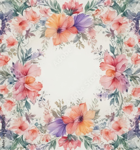 Wallpaper Mural Intricate watercolor petal patterns, floral frame  ,  subtle,  hand painted,  design Torontodigital.ca