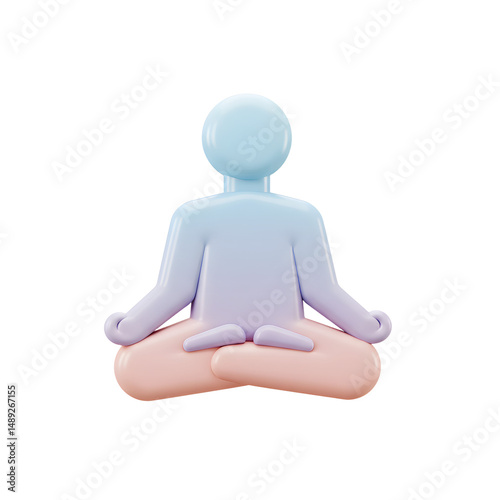 Minimalist 3D Illustration of a Serene Person Meditating in a Calm Environment