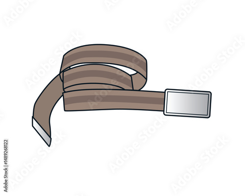 Boys leather ratchet belts vector design mockup template technical flat sketch.