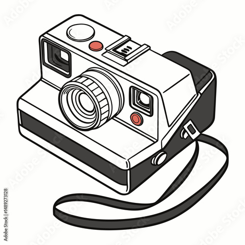 Vintage instant camera illustration isolated on white background