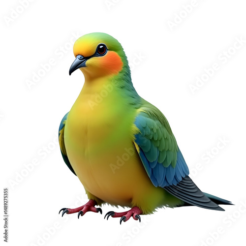 Exquisite Fruit Dove Displaying Vibrant Plumage and Intricate Feather Details, A Captivating Avian Artwork Showcasing Nature's Colorful Palette photo