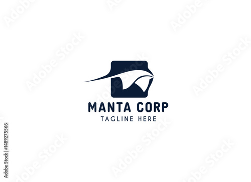 Simple and minimalist stingray fish logo design. Manta logo design vector illustration. 