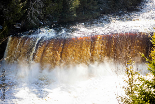 Tahquamenon Upper Falls Scenic View on Sunny Day photo