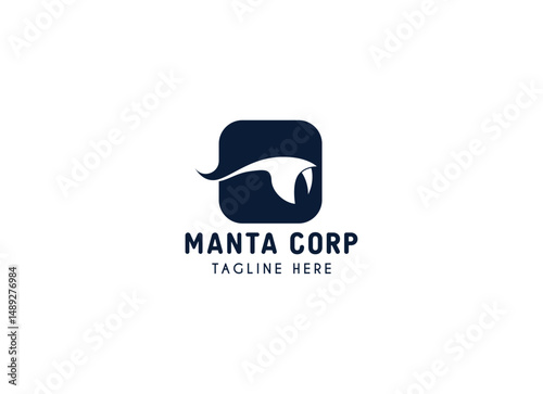 Simple and minimalist stingray fish logo design. Manta logo design vector illustration. 
