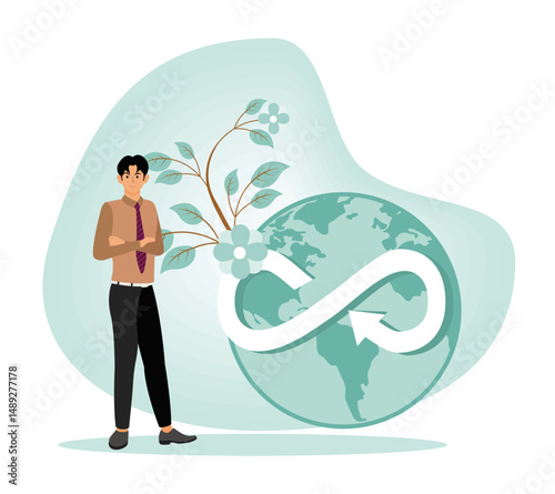 Sustainability Concept with Global Symbol and Individual Representation.