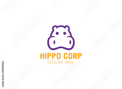 hippo logo design vector silhouette illustration. Simple and minimalist hippo logo design photo