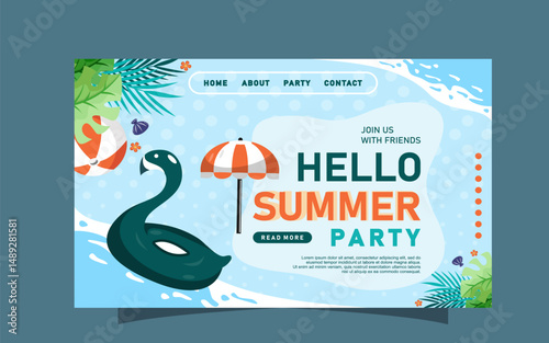 Hello summer landing page template design