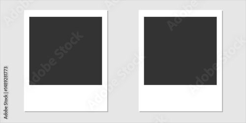 Empty white photo frame, set polaroid realistic mockup, vector EPS file