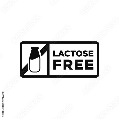 100% Lactose Free Black Symbol Vector LOGO