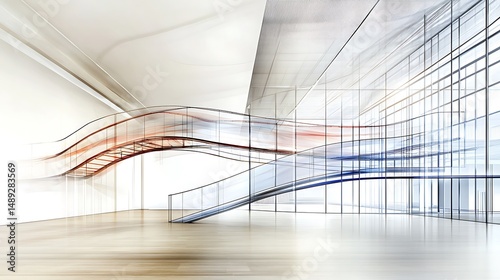 Schematic visualization of circular production modern gallery digital art minimalist environment abstract viewpoint sustainability concept