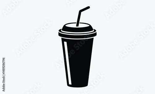  beverage icon, stylized beverage with ice vector drawing 