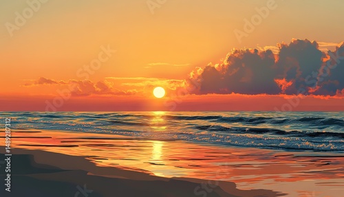 landscape beach in the sunset