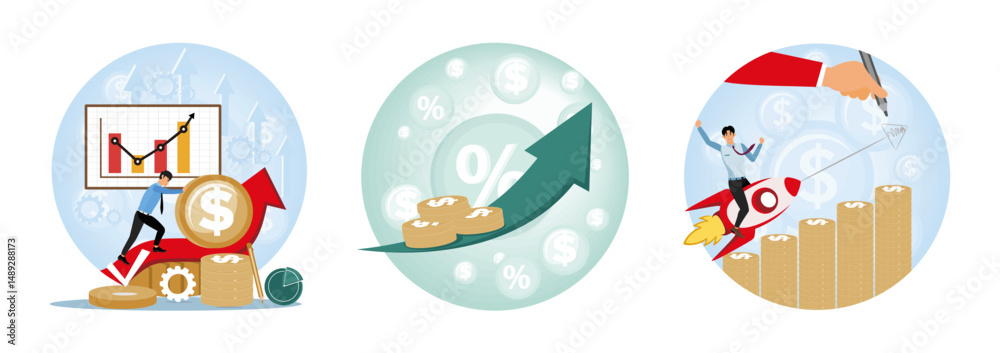 Fototapeta premium Crisis management strategy, rescuing business project. Stock market movement. Profitable investment.