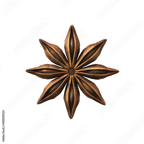 Aromatic Star Anise Spice, Close-up Studio Shot on Black Background