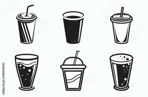  beverage icon, stylized beverage with ice vector drawing 