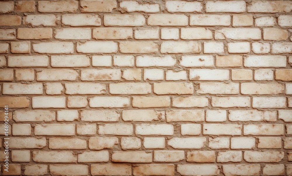 Textured beige brick wall with aged details, creating a rustic ambiance. Textured beige brick wall with aged details, creating a rustic ambiance.