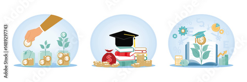 Investing bottle. Money growing concept. Scholarship loan. Financial Education.