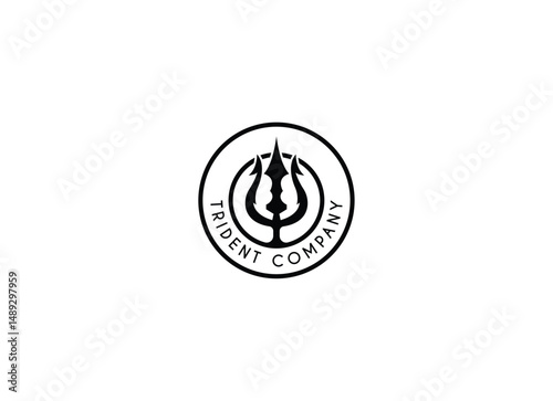 Trident neptune company logod design. Trident Neptune God Poseidon Triton King Shiva Spear Label logo design