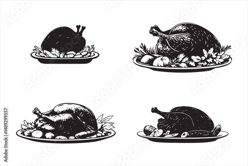 Thanksgiving Shape cooked Turkey silhouettes