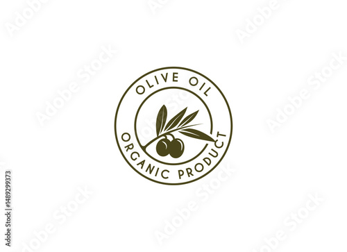 Natural olive oil logo design vector illustration. Premium olive oil logo