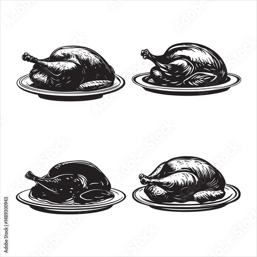 Thanksgiving Shape cooked Turkey silhouettes
